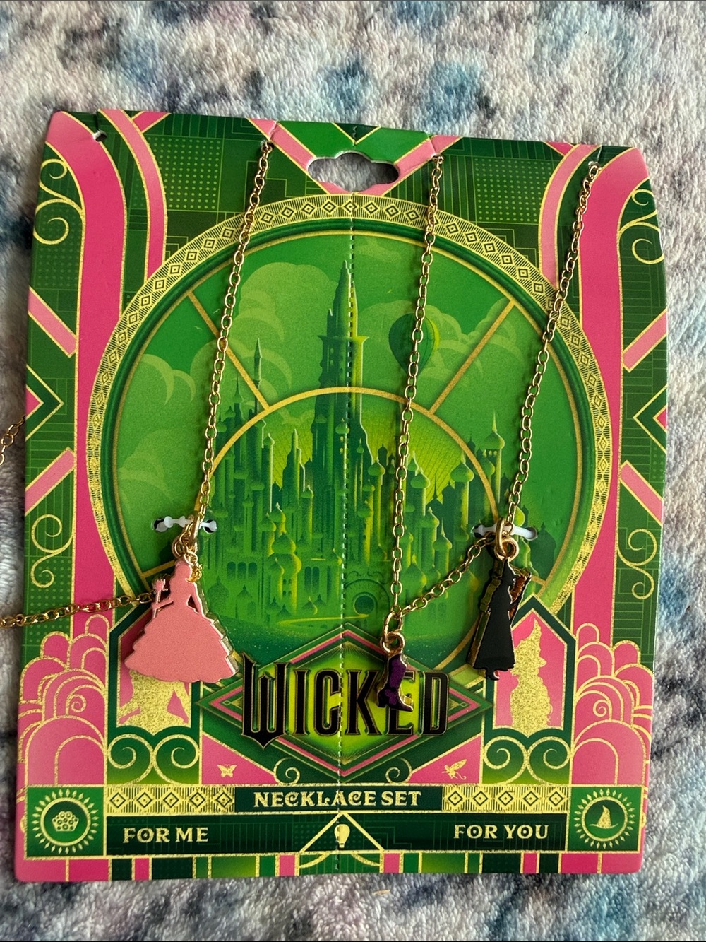 Wicked Gold-Tone Pink & Black Charm Necklace Set